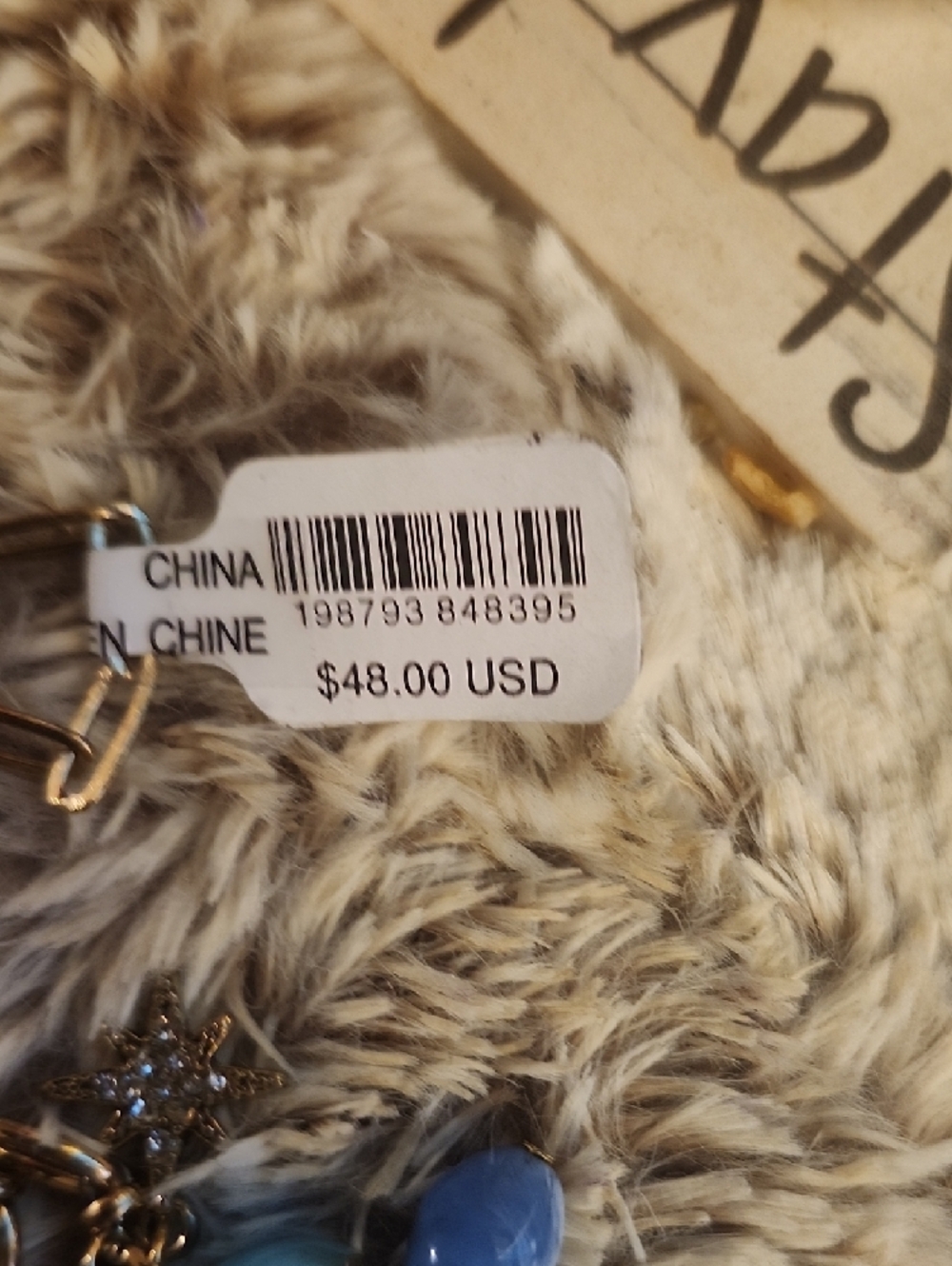 Free People Star Girl Maxamillion Gold   Multi-Layer Necklace with Blue Charms - Picture 3 of 6